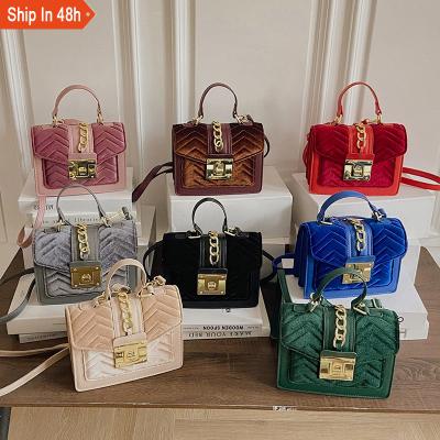 China Wholesale high quality fashion trend mini sling PU and velvet female hand messenger packing single shoulder bag for sale