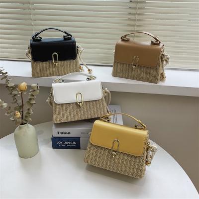 China Fashion Contrast Color Rope Chain Messenger Shoulder Purses Summer Cross - Handwoven Body Straw Bags for sale