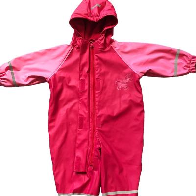 China QIAOWEI one-piece PU kids latest design breathable outdoor tread water raining suits for sale