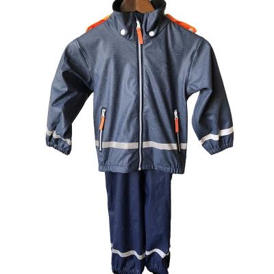 China Custom Reflective Kids PU Children Kids Raincoat Breathable Suspenders Rain Coat for sale