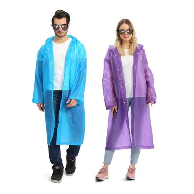 China Breathable Adult Outdoor Waterproof EVA Material Long Rain Coat Translucent Plastic Raincoats for sale