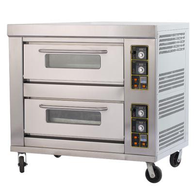 China Junjian Commercial Automatic Bread/Cake/Pizza 2 Layer 4 Tray Bread Gas Pizza Oven Deck Oven for sale