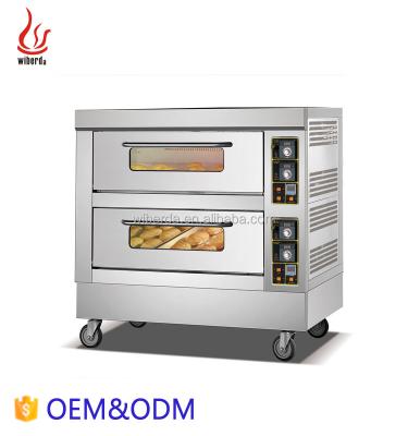 China Biscuit Double Layer Four Tray CommercIal Kitchen Bakery Gas Oven for sale