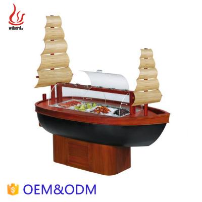 China Single-temperature Commercial Luxury Catering Equipment Barque Cooling Salad Bar for sale