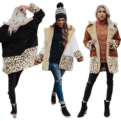 China Best Selling Breathable Winter Teddy Velvet Thick Leopard Print Splice Women Coat Lady Lambswool Jacket for sale