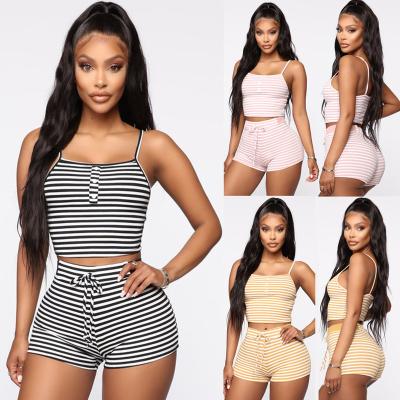 China Spandex/Cotton Condole Perfect Women Ladies Sexy Black Thin Striped Belt Temperament Print 2 - Piece Shorts Lingerie Set for sale