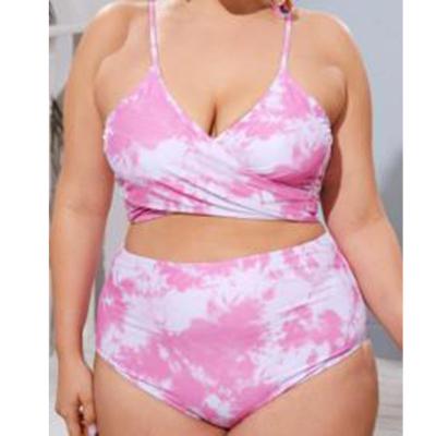 China Breathable Plus Size Swimsuit Custom Bikini Ladies Split Tiedye Gradient Sexy Swimwear for sale