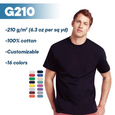 China 2021 Anti-wrinkle Eelimner G210 Heavyweight 100% Cotton Men White T-shirt For Logo Printing Custom for sale