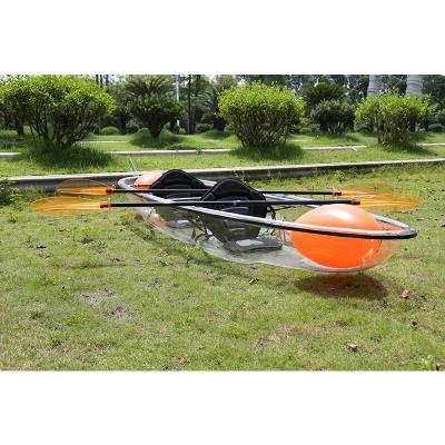 China With PVC Wholesale Kayak PC Polycarbonate Screw Pedal Power System 2 Person Factory Sea Clear Bottom Pontoon for sale