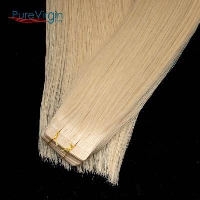 China Silky Straight Wave PureVirgin T#22 No Tangle Invisible Virgin European Hair Tape Hair Extensions No Bubbly Hair For Big Stocks for sale