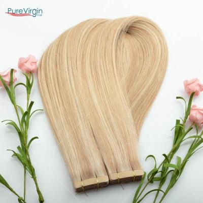 China PureVirgin #B9.1-60A Top Grade Silky Straight European Remy Hair Different Color Double Wave Pulled Tape In Hair Extensions For No Kinky for sale