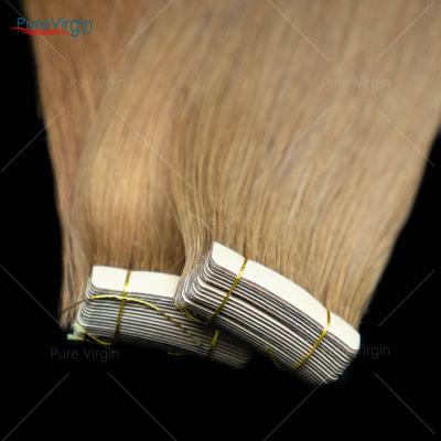 China European PureVirgin Wave Hair Double Weft Big Stock 100% Tape Human Virgin Hair Extension Wholesale Silky Straight for sale