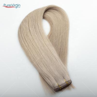 China PureVirgin Hair Wholesale All Colors 8-40inch European Remy Hair 100g Flat Weft Hair Extensions for sale