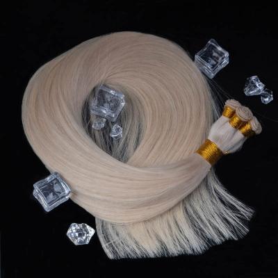 China European Virgin 100% Thick Bottom Pulled Remy Hand Tied Weft Double Cuticle Aligned Hair Extensions Silky Straight PureVirgin #60A Wave for sale