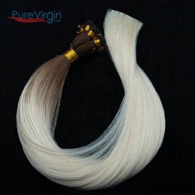 China PureVirgin Plant H#T4-60 Silky Straight Cuticle European Intact Double Wave Human Hair Extension Hand Drawn Hiar Tied Hair Weft Remy Hand Tied Hair for sale