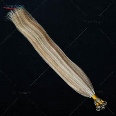 China PureVirgin H#P8-613 Silky Straight Top Quality European Wave Cuticle Aligned Hair Double Hand Drawn Piano Color Tied Hair Weft Extension for sale