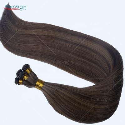 China PureVirgin H#P4-8 Silky Straight Wave No Shedding No Tangle 100% Human Hand Tied Hair Weft Extension, European Virgin Hair Hand Tied On Sale for sale