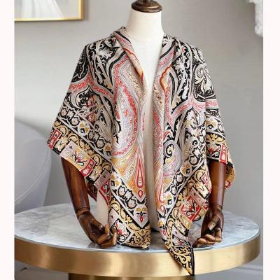 China Luxury silk and wool blend long shawl with new high quality printed pattern for sale