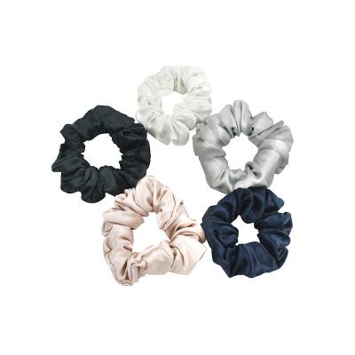 China Solid custom ponytail polyester tie silk wholesale gymnastic printed fluffy hair scrunchie stretchy hair scrunchie for sale