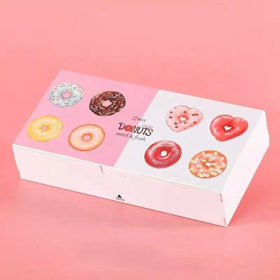 China Recycled Materials Packaging Custom Pastry Bakery Donuts Macaron For Paper Single With Long Windows Donut Box for sale