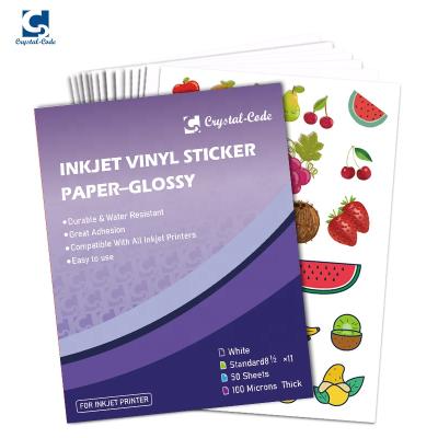 China Glossy Waterproof Printable Waterproof A4 Sheet Vinyl Sticker Paper For Inkjet Printer for sale