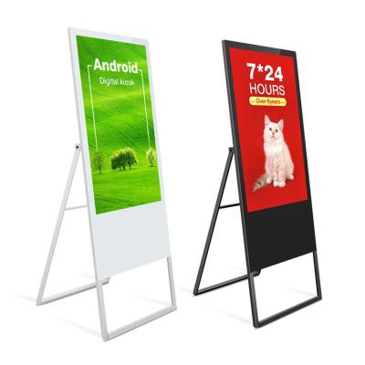 China Indoor 32 43 Inch Floor Stand Alone Standing Digital Signage Player Advertising Boards Ads Display for sale