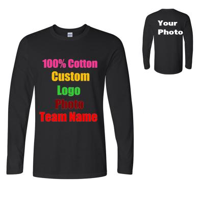 China 100% custom made t-shirt O neck t-shirt men's anti-wrinkle t-shirts long sleeve t-shirt printing plain cotton solid long sleeve t-shirt for sale