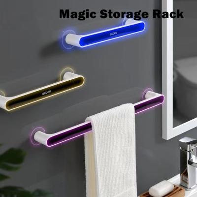 China Modern Wall Mounted Non-Perforated Kitchen Non-Perforated Hook Rack Kitchen Towel Rack Magic Towel Cloth Rack Storage Rack For Bathroom for sale