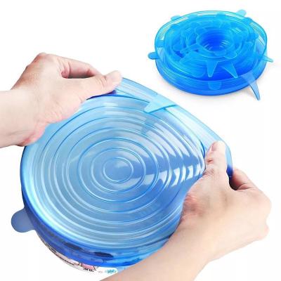 China Reusable Dropshipping 6 Pcs Silicone Stretch Lids Airtight Food Wrap Covers For Wrap Cover Kitchen Cookware for sale