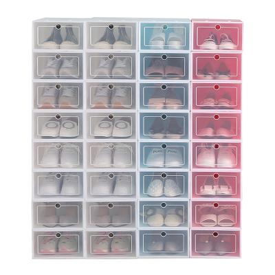 China Folding 12pcs Shoe Box Set Home Organizer Plastic Shoe Rack Multicolor Collapsible Storage Dropshipping for sale