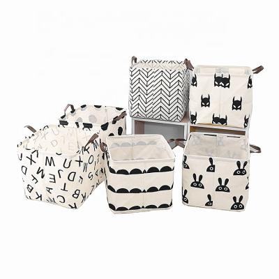 China Viable Folding Cloth Cube Canvas Foldable Storage Organizer Boxes Bins for Laundry Toys Clothes for sale