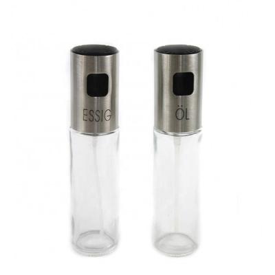 China Viable Kitchen Stainless Steel Bottle Spritzer Dispenser Food Glass Pump Vinegar Oil Sprayer For Cooking for sale