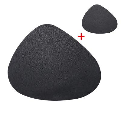 China Wholesale Cheap Decorative Table KOREAN Mat With Custom Logo PU Mat Drop Shape Pu Leather Place Mat for sale