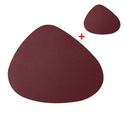 China KOREAN Heat Resistant Non Slip Place Mats Faux Leather Placemats And Washable Coasters Set Round Leather For Dinner Table Mats for sale