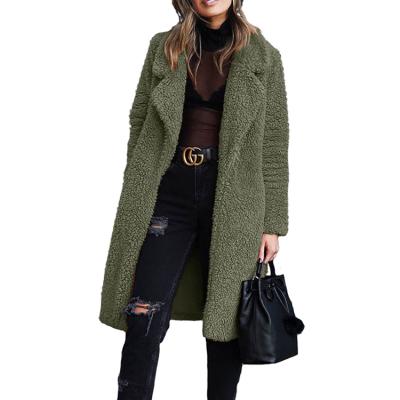 China Breathable Fleece Lapel Fashion Open Front Winter Plus Size Women's Long Jackets And Coats 2021 for sale