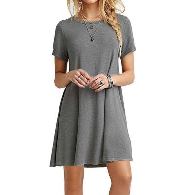 China Plain Breathable Casual Short Sleeve Simple Cotton T Shirt Loose Plus Size Summer Elegant Dress for sale