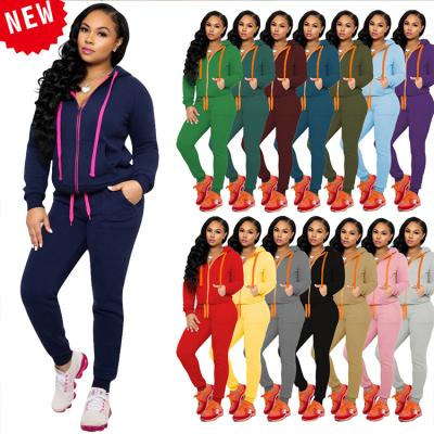 China Women's Winter QUICK DRY All-match Hoodie Casual Sweater Pant Suit Two Piece Zipper Long Sleeve for sale