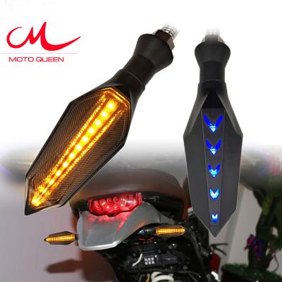 China 2pcs LED 12V Motorcycle Arrow Blue Light Turn Signal Light Yellow Water Flow Direction Indicator Light Universal For Motorbike for sale