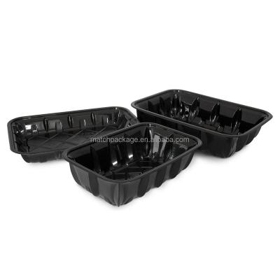 China Source Customized Black PP PET Vacuum Recyclable Shaped Plastic Meat Trays For Sale for sale