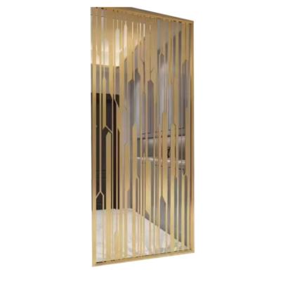 China PVD Plating Modern Mirror Rose Gold Stainless Steel Living Room Partition Screen For Home Decor for sale