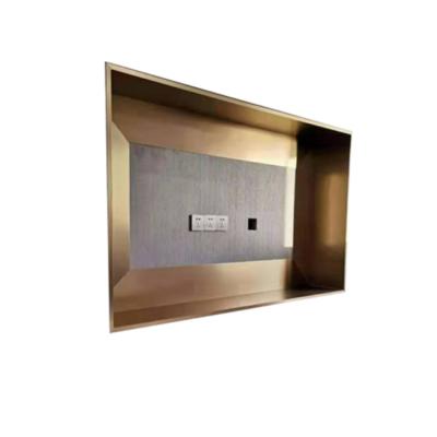 China Modern Hot Sale Shower Wall Room Rectangle Recessed Shelves Black Titanium Stainless Steel Niche for sale