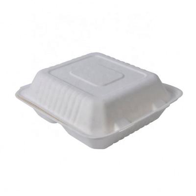 China Biodegradable Sugar Cane Pulp Take Away Rectangle Square/Square Lunch Box Burger Box for sale