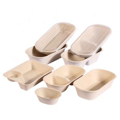 China Biodegradable Square/Rectangle Sugar Cane Food Container Sugarcane Bagasse Pulp Lunch Dish Box for sale