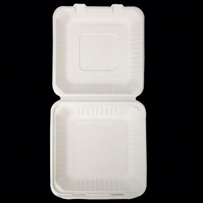 China food & Beverage Packaging Biodegradable Fast Food Container Recycle Box White Sugar Cane Pulp Container Take Away Food Pack Boxes for sale