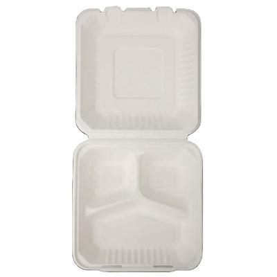 China Sustainable Food PA 6 Inch Biodegradable Clamshell Take Away Compostable Disposable Sugar Cane Boxes Bagasse Hamburger Box for sale