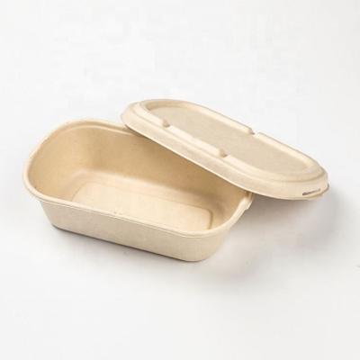 China Biodegradable Disposable Eco-friendly Paper Box Wheat Straw Pulp Light Brown Nature With Three Compartment for sale