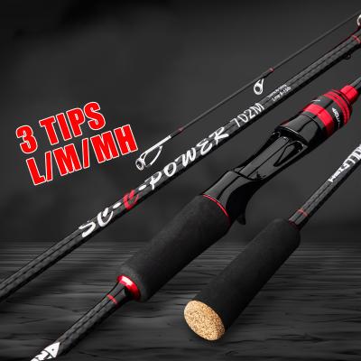 China vara multifunction hot sale lure rod high carbon seawater rod fishing L/M/MH 3 tips lure fishing rod ultralight spinning casting pole for sale