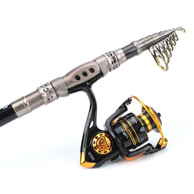 China Hot Sale Multifunctional Rod Fishing Reel And Telescopic Rod Fishing Line Set 1.8m-3.3m Gift Fishing Rod Reel Combo for sale