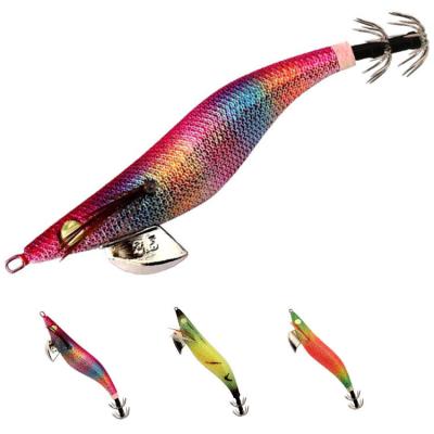 China Bright simulation 20g new wooden squid hook shrimp (wooden shrimp) 13 slowly sinking sea fishing squid hook jigging squid bait bait lure for sale