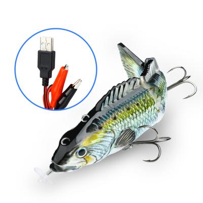 China robot fish lures Automatic Electric Wobbler Lure Swimming Bait for 4-Segment Swimbait USB LED Light Rechargeable Electric Fishing Lures-1 for sale